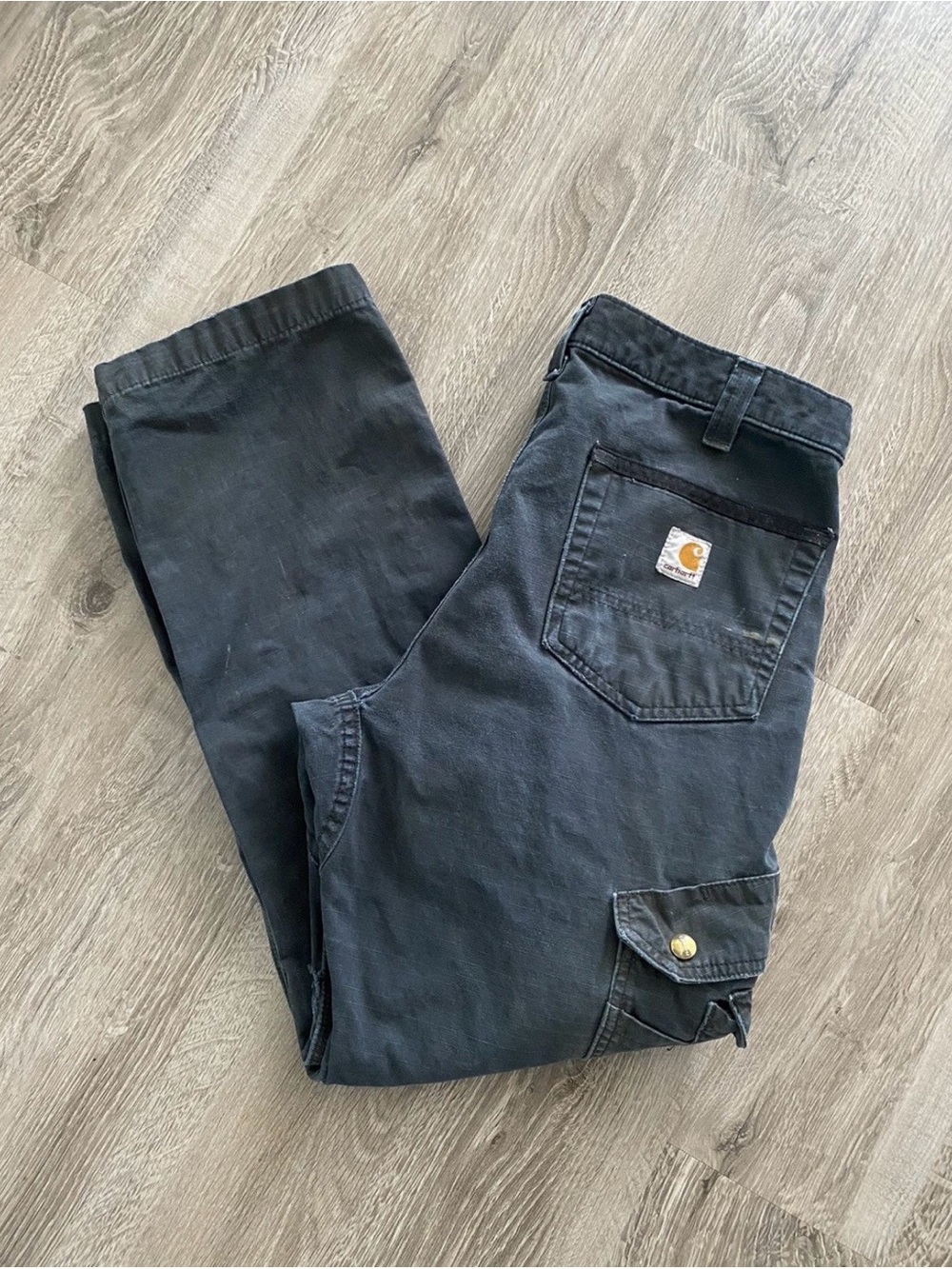 Vintage Carhartt Black Cargo Painter Pants Double Knee 90s